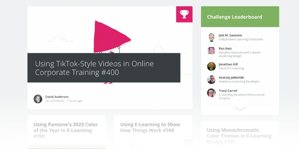 Screenshot of eLearning challenges